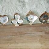 Set of 4 Jie Gantofta enamelled brass ashtrays – playing cards – desi