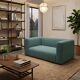 Rectangular blue velvet sofa