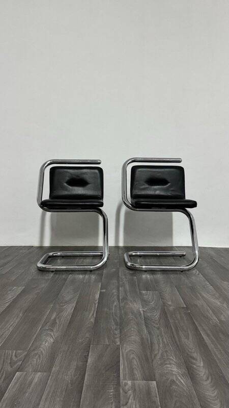 Chrome Tubular Steel Armchairs by Luigi Bardini, 1970s, Set of 2