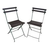 Pair of foldable garden bistro chairs antique