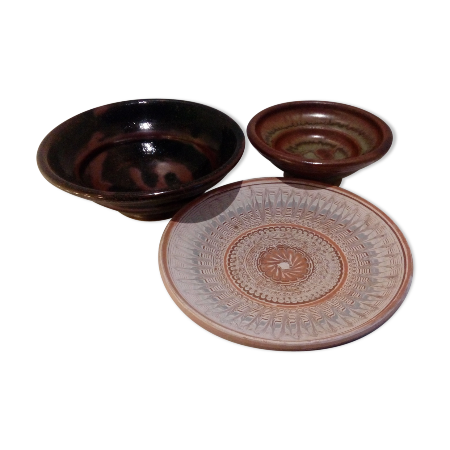 Trio of traditional handcrafted ceramic pockets