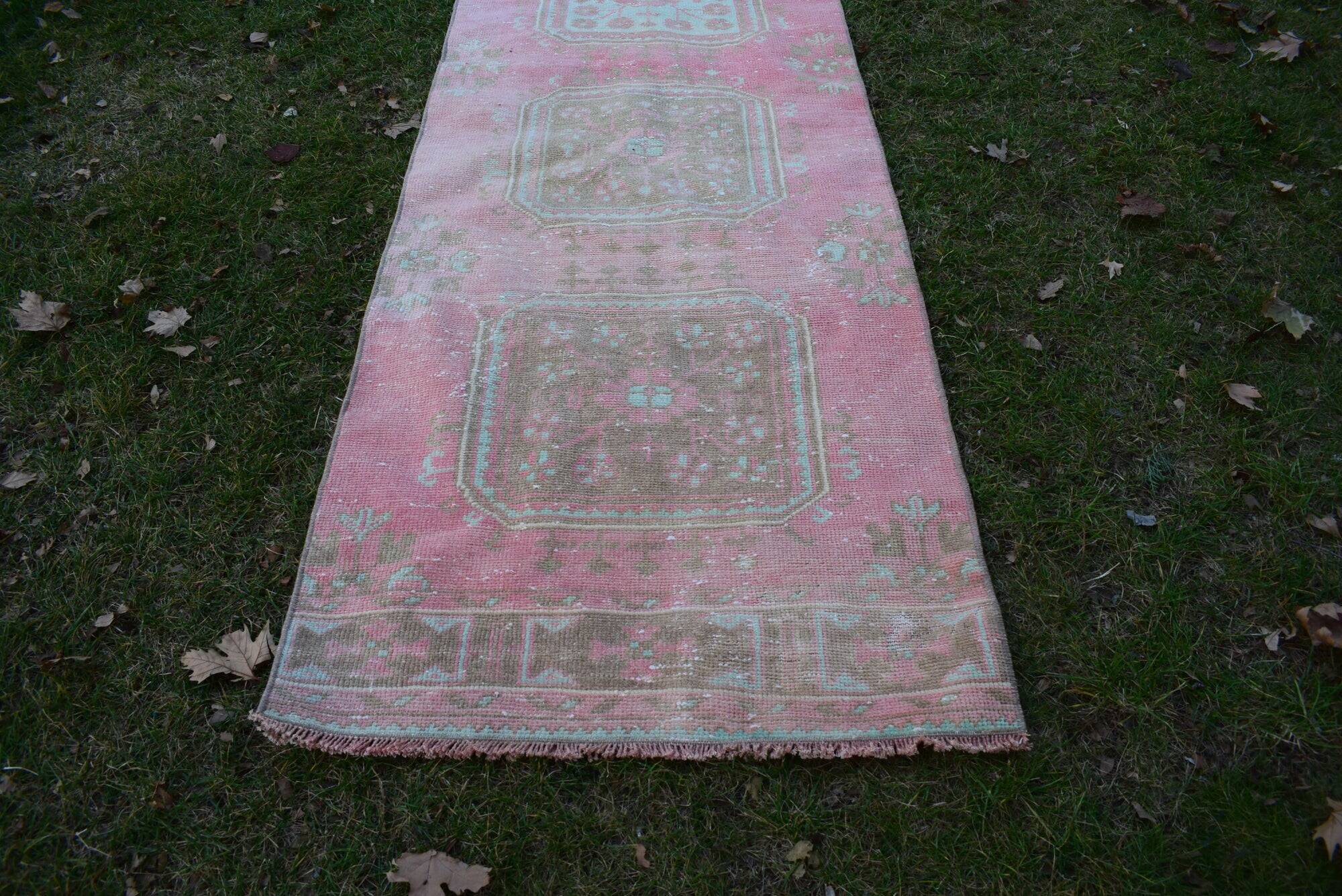 Vintage Turkish hallway rug 88x680 cm