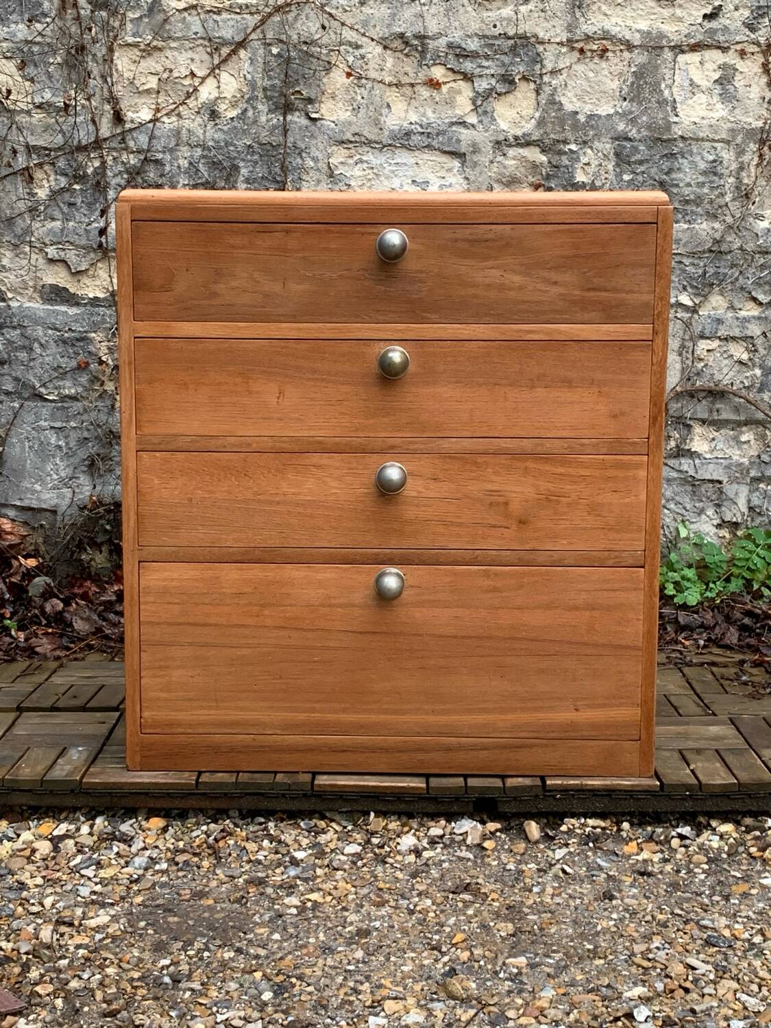 Vintage chest of drawers in solid raw wood from 1950