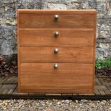 Vintage chest of drawers in solid raw wood from 1950
