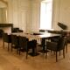 Lot of 15 bistro tables and 15 chairs.