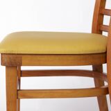 Vintage Beechwood Chair with Yellow Faux Leather Seat – 1960s/1970s Germany