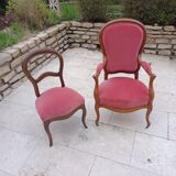 Armchair and chair Louis Philippe