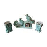 Fireplace clock with matching vases