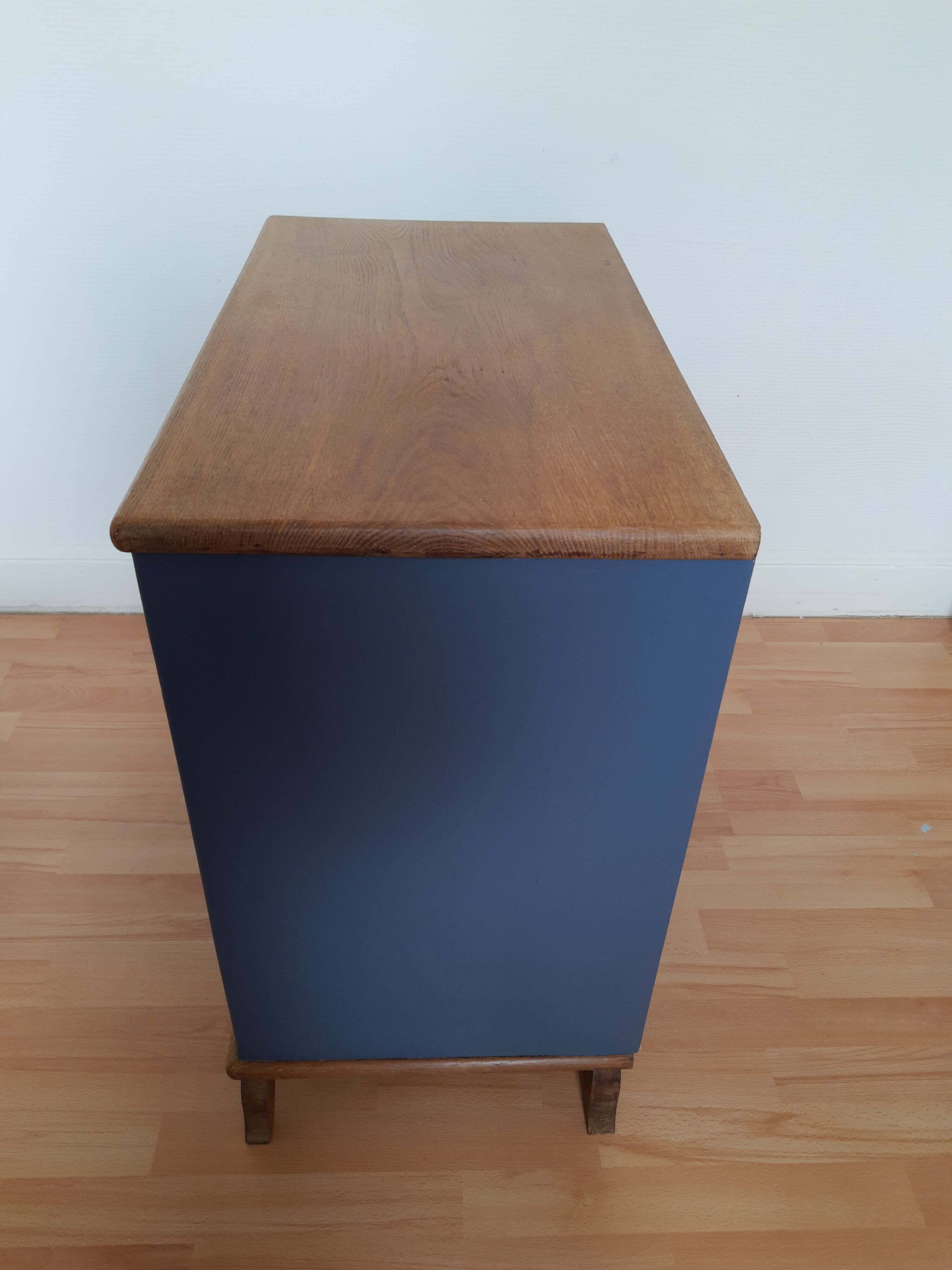 Meuble de machine a coudre en chêne vintage relooké