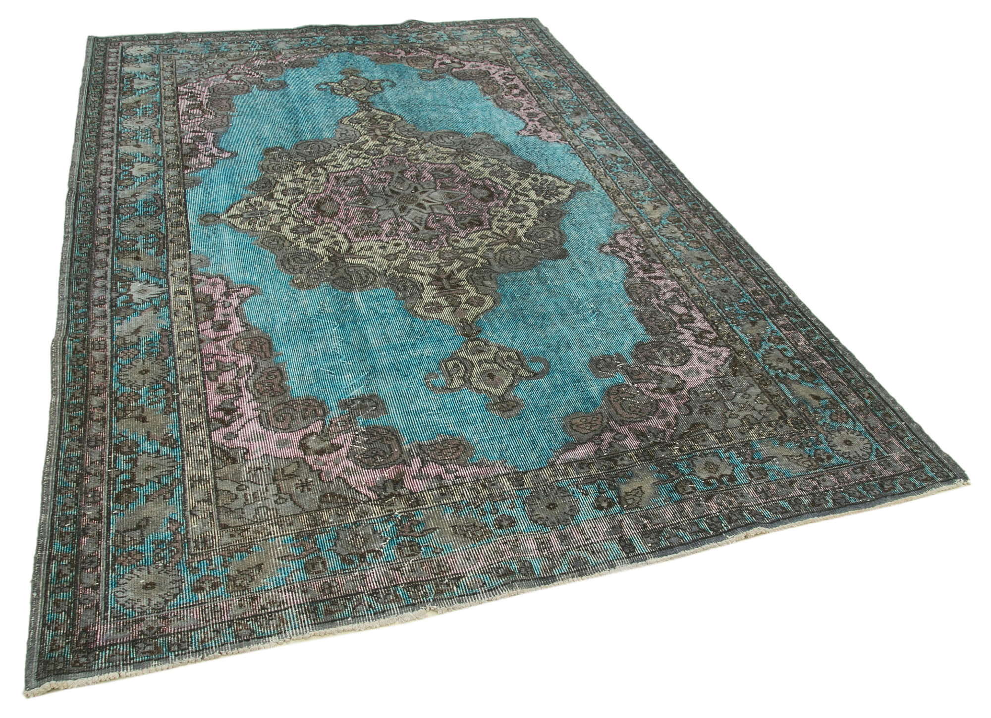 Handmade carved anatolian 1980s 180 cm x 271 cm grey rug