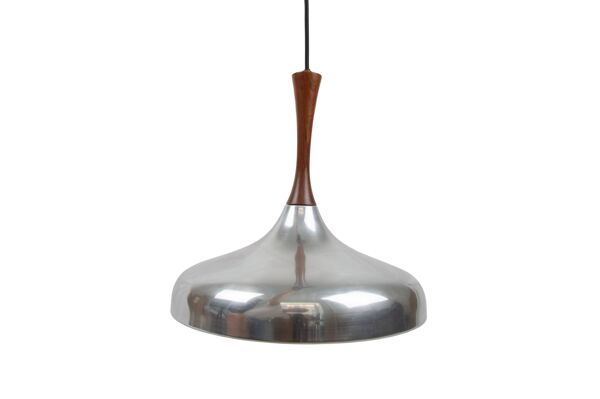 Scandinavian pendant light - Brushed steel and rosewood