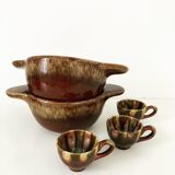 Duo of flamed bowls and matching dinette cups