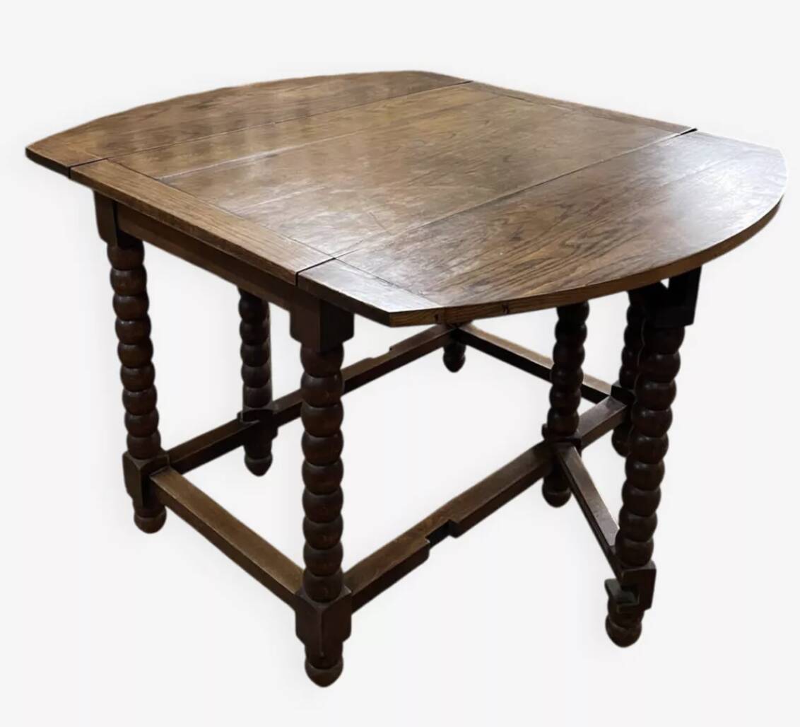 Solid wood farmhouse table with drop-leaves