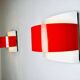 Curved Wall Lamps In Red And White By Peter Celsing For Falkenbergs Belysning, Sweden 1960S