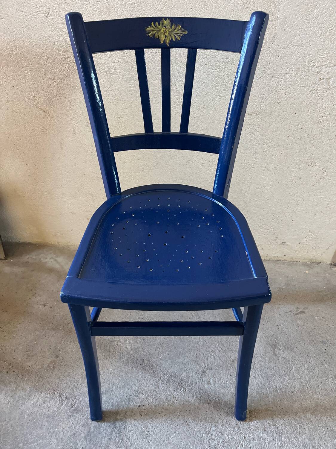 Antique bistro chair painted in midnight blue