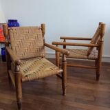 Wooden armchairs and rope 1950