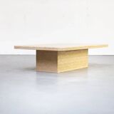 George Mathias Travertine Coffee Table for Maho with Artwork nr 12/50, 1970's