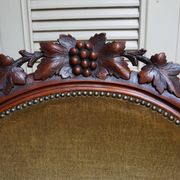 Mahogany Napoleon III Armchair with Carved Grapes  Decoration on Top, 1870s