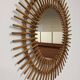 Miroir soleil  XL en rotin des années 50/60