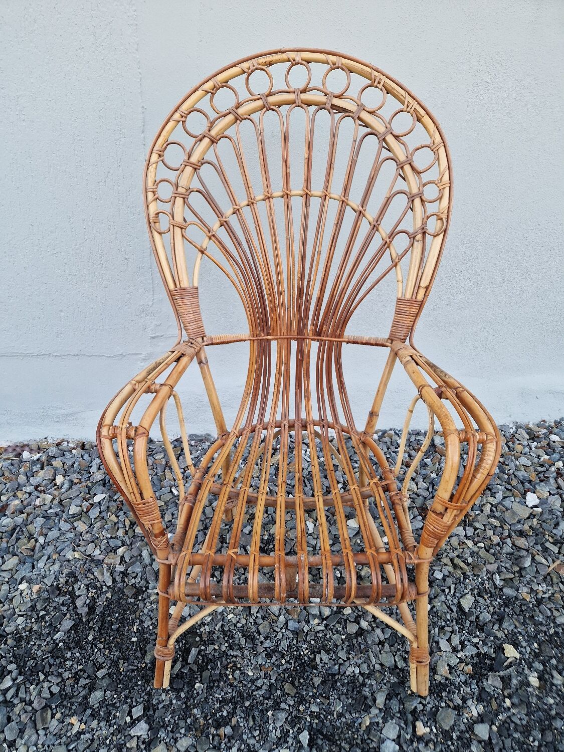 Emmanuelle style rattan wicker armchair