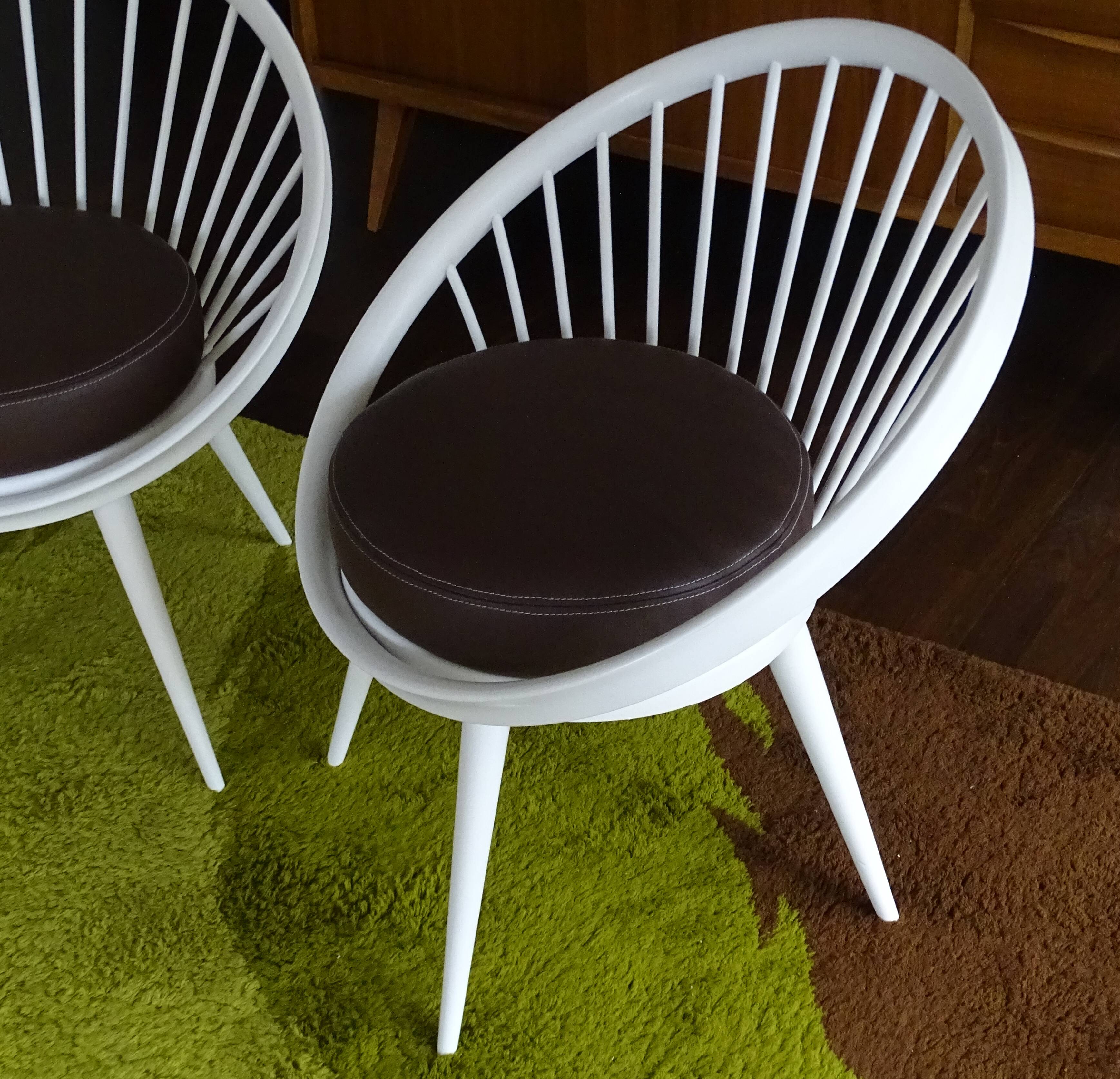 Pair of Scandinavian Design Chairs, 60s, Leather Wood