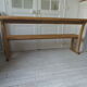 Church pew, pitchpin bed with a light oak waxed finish.