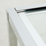 Chrome and glass coffee table.