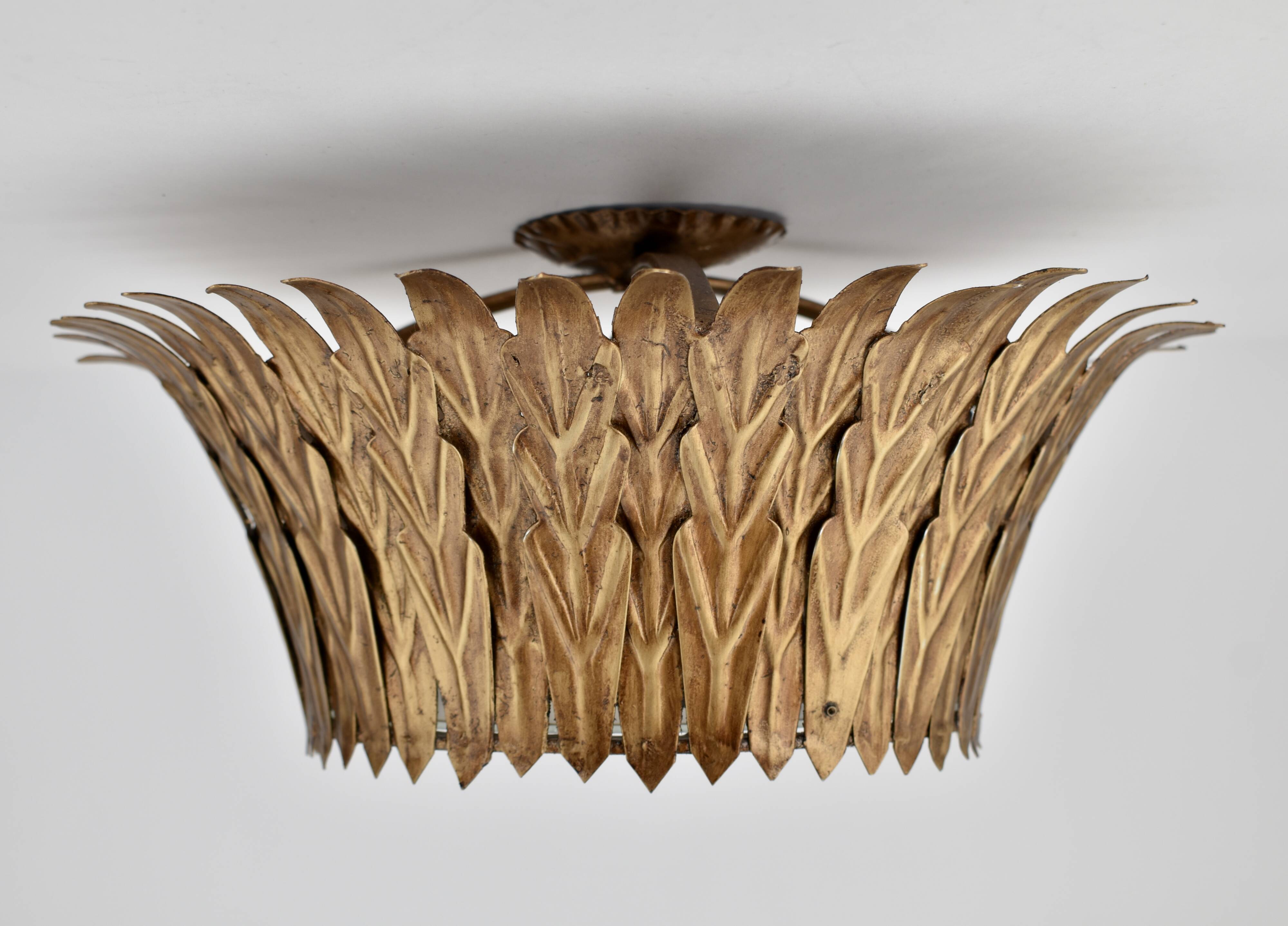 Mid-century Spanish flush mount sunburst
