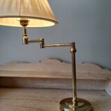 Large golden brass lamp with a movable arm - adjustable desk lamp