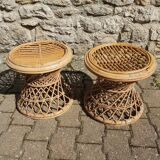 Pair of vintage rattan stools