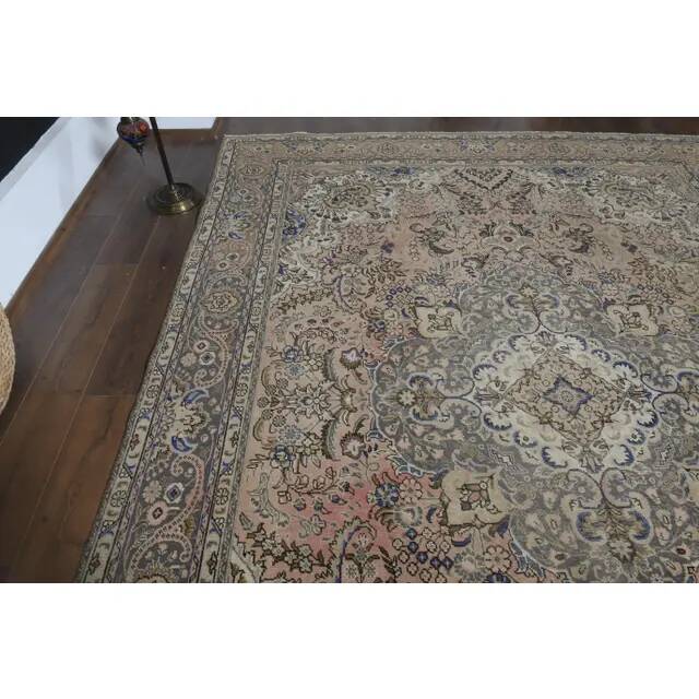 1960s Vintage Persian Handmade Wool Orange Area Rug 280x381