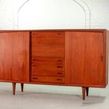 XL HP Hansen Scandinavian Design Teak Wooden Highboard Credenza Denmark 60s
