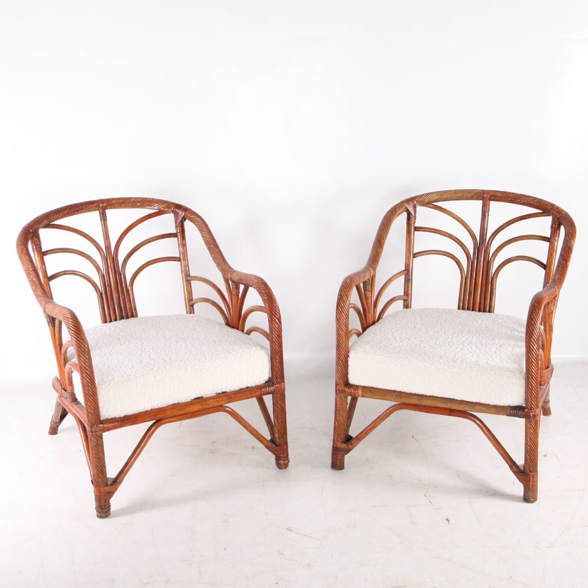 Pair of rattan armchairs