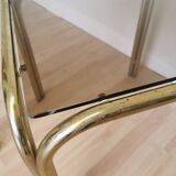 Vintage Italian Coffee Table: Brass & Smoked Glass, Mid-Century Modern