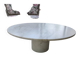 Vintage round coffee table in solid white marble – 70s design
