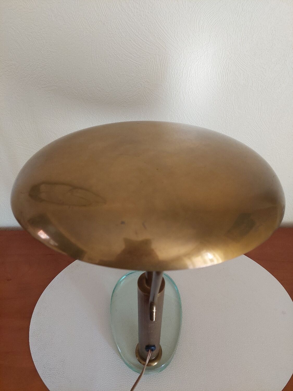 Italian Desk lamp  1950 brass and glass