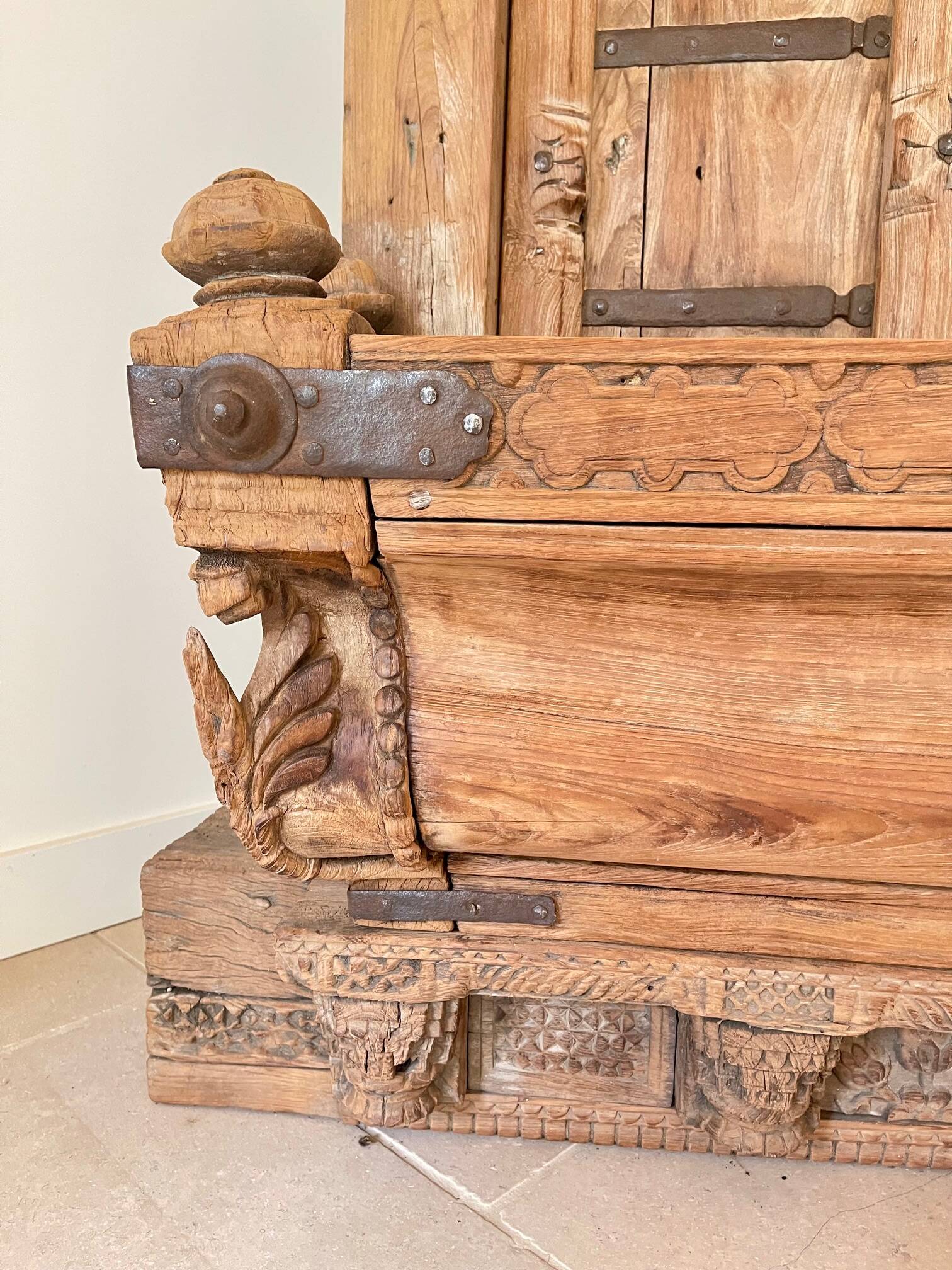 Door & old Indian balcony from Rajasthan in solid teak