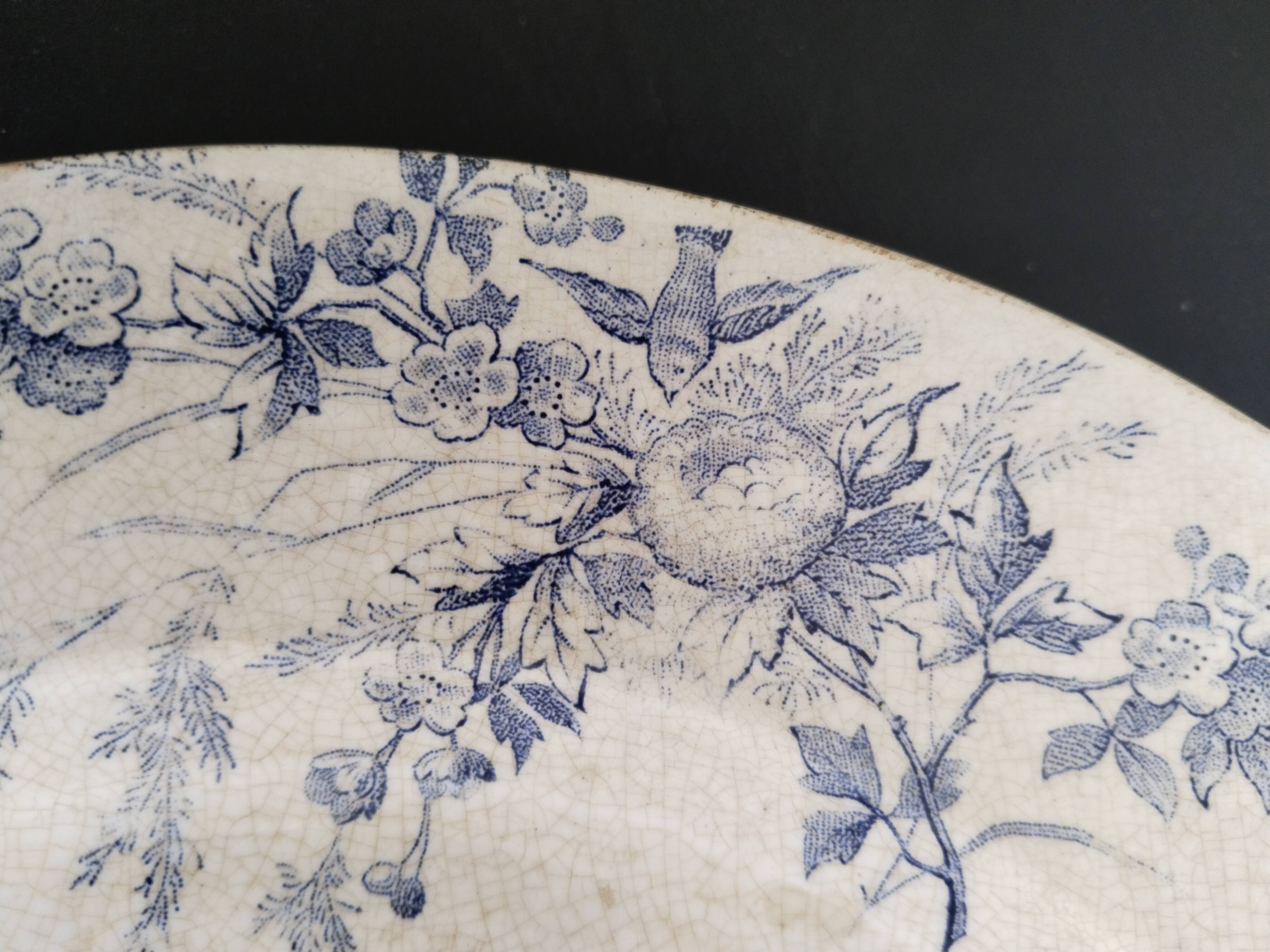 Flat plate or serving dish in Creil and Montereau earthenware, Linotte model