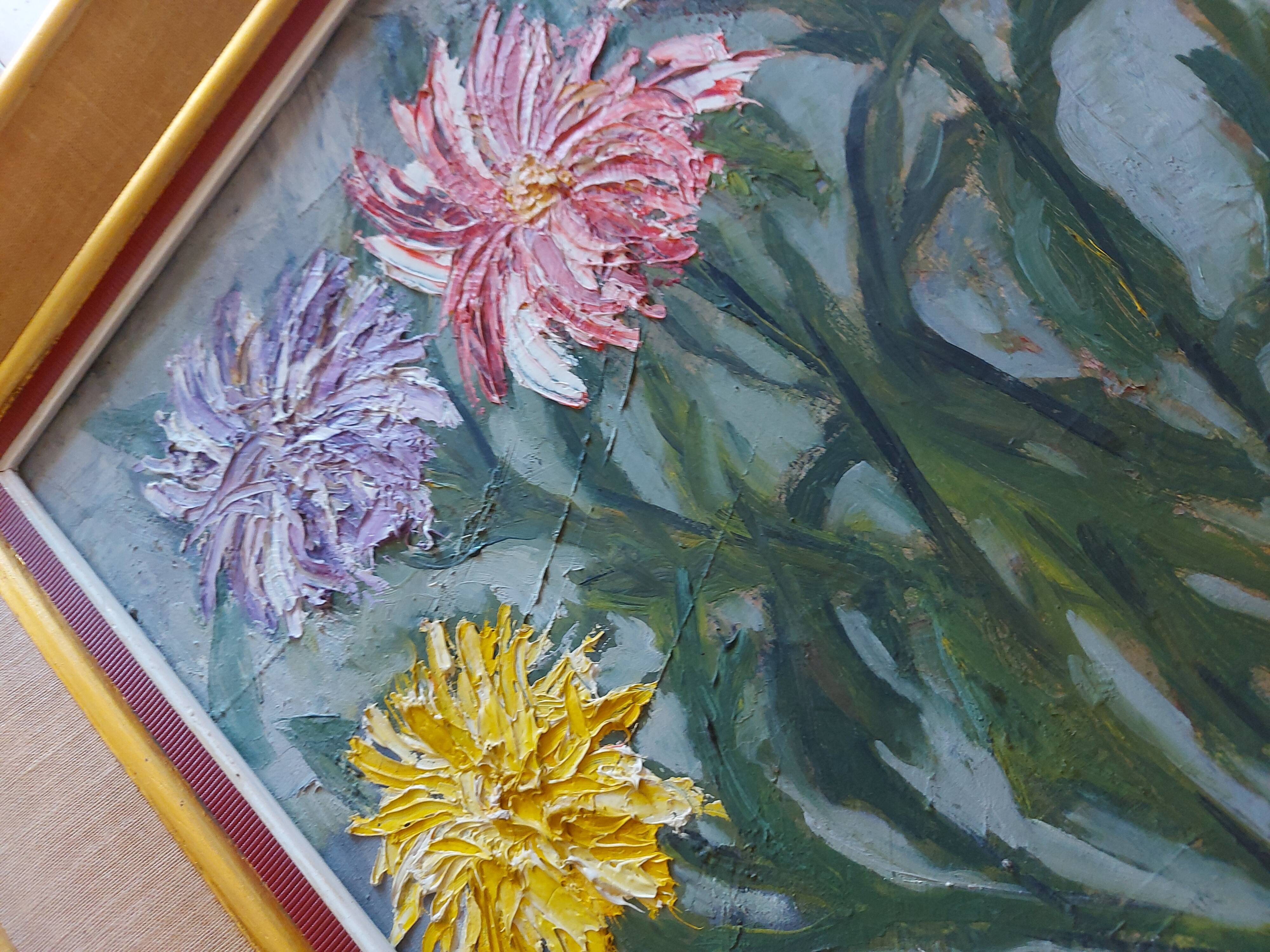 Oil painting signed 60'S, bouquet of flowers