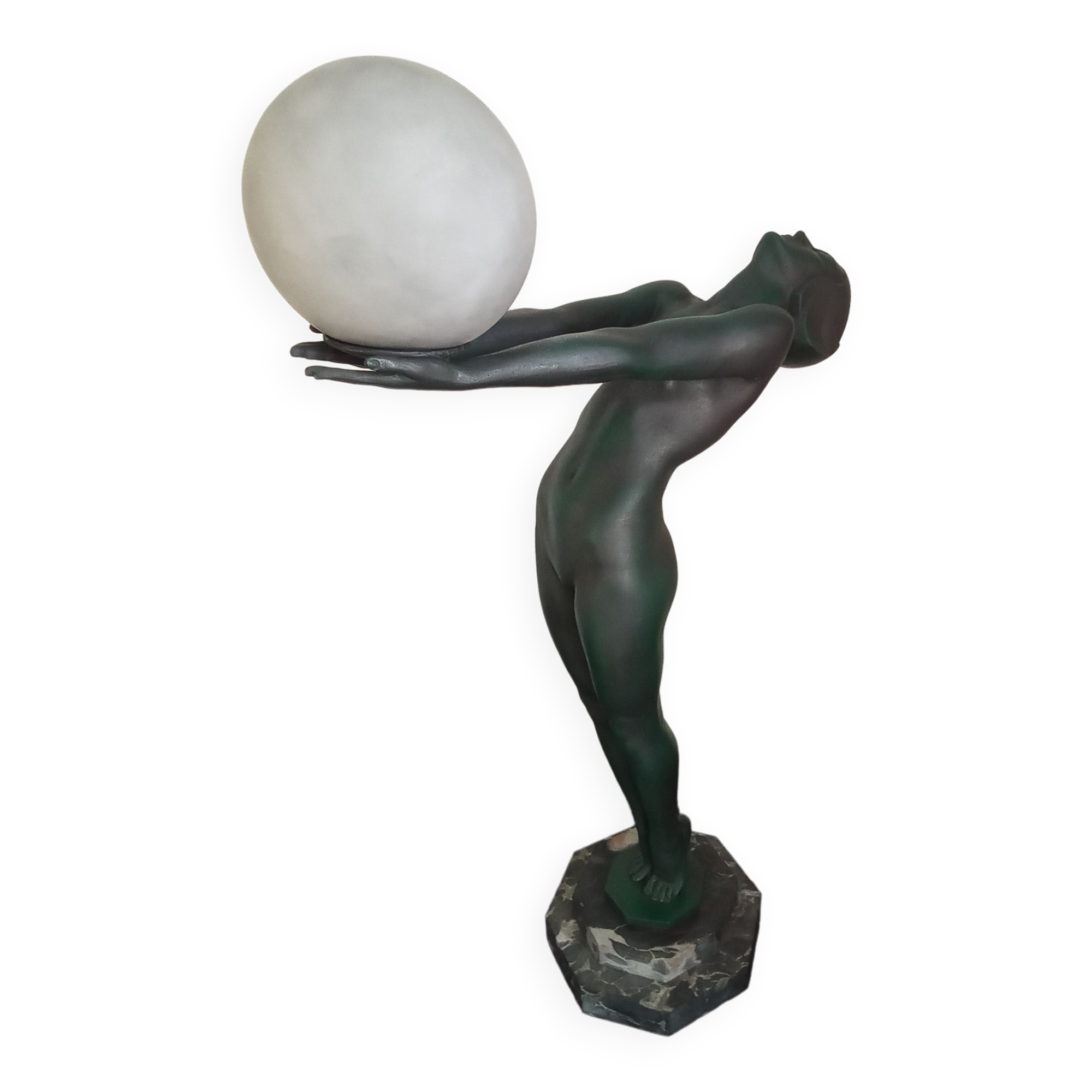 Max Le Verrier Large Art Deco lamp model "Lumina" 64 CM