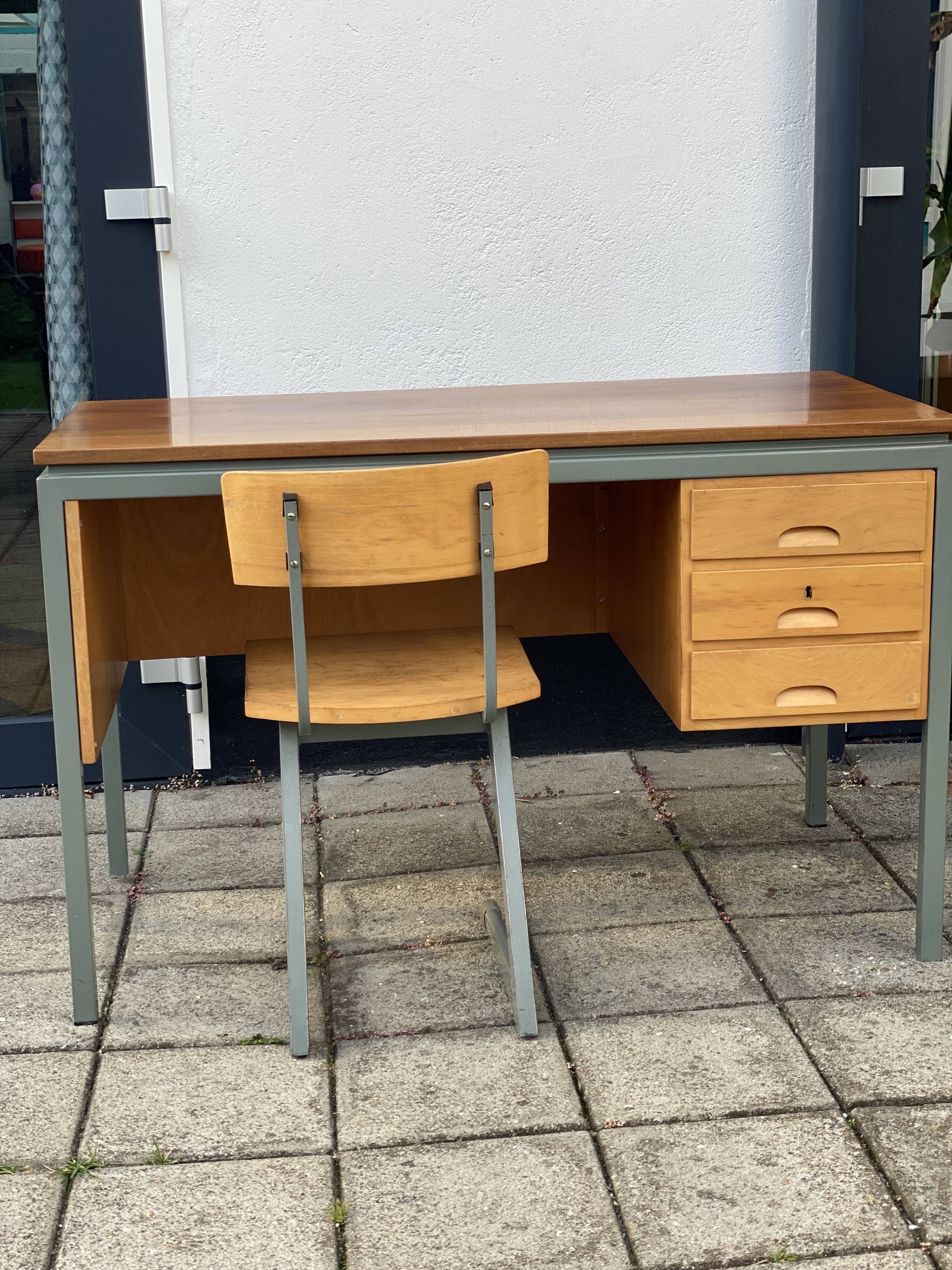 Vintage Industrial Style Office Desk and Chair