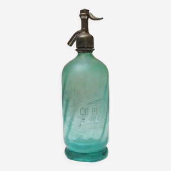 Old turquoise glass siphon ch pirard