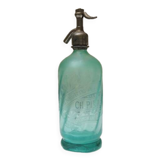 Old Turquoise Glass Siphon CH Pirard