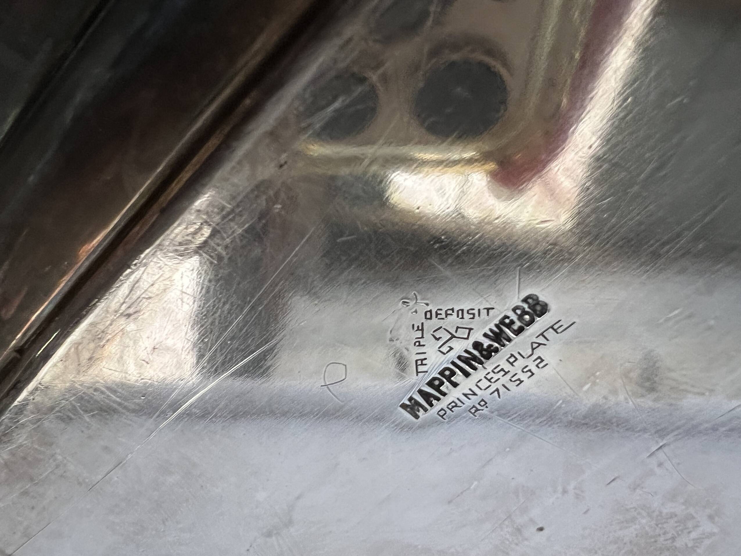 Large silver metal tray Mappin and Webb