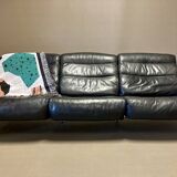 3-seater leather and chrome sofa design 1960.