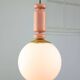 Mid-Century Italian Brass & Opaline Glass Pendant Lamps, Set of 2