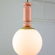 Mid-Century Italian Brass & Opaline Glass Pendant Lamps, Set of 2
