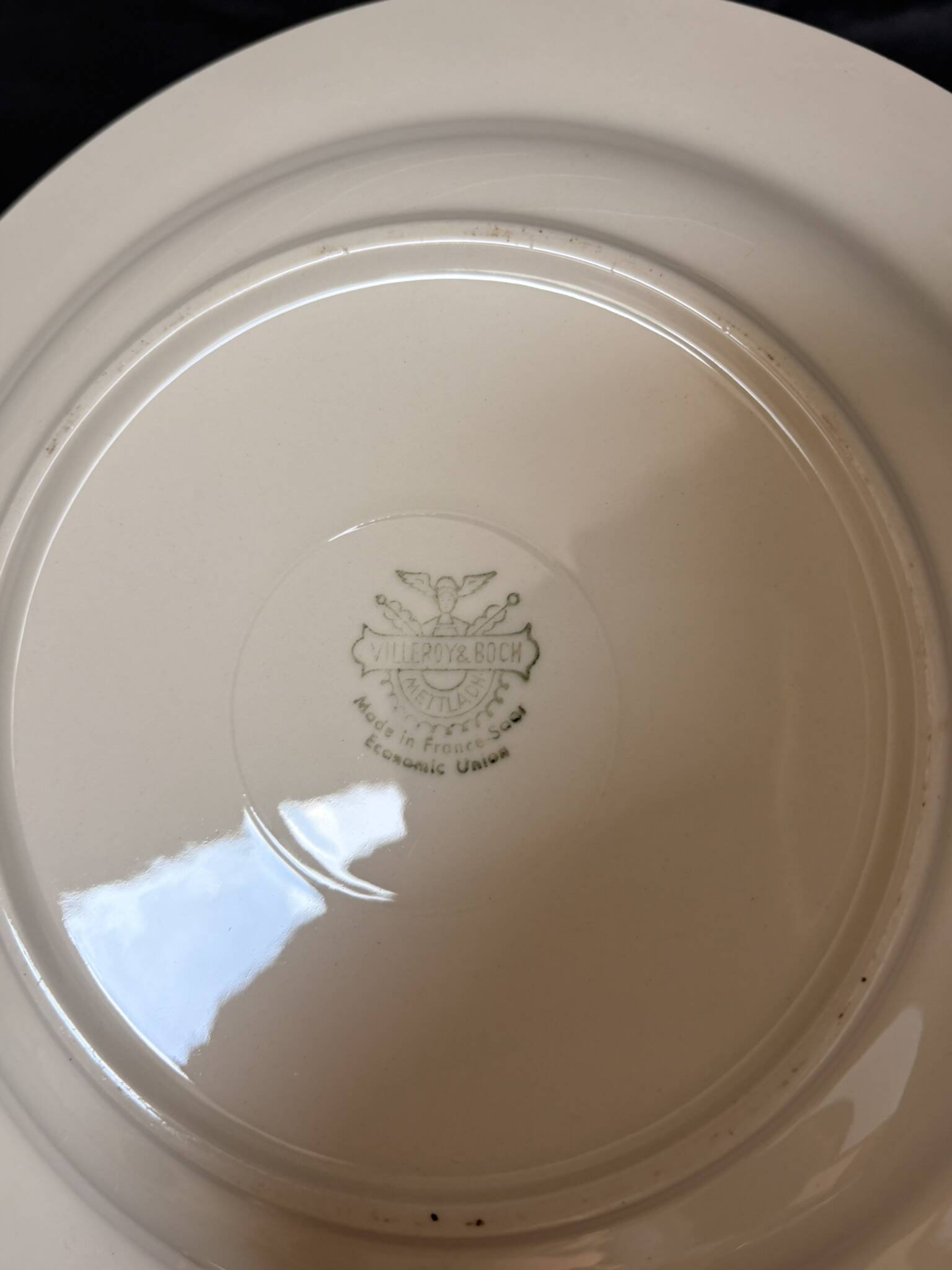 Ancien 10x Assiette Creuse Villeroy Boch Beige Doré Mettlach France Saar Ec