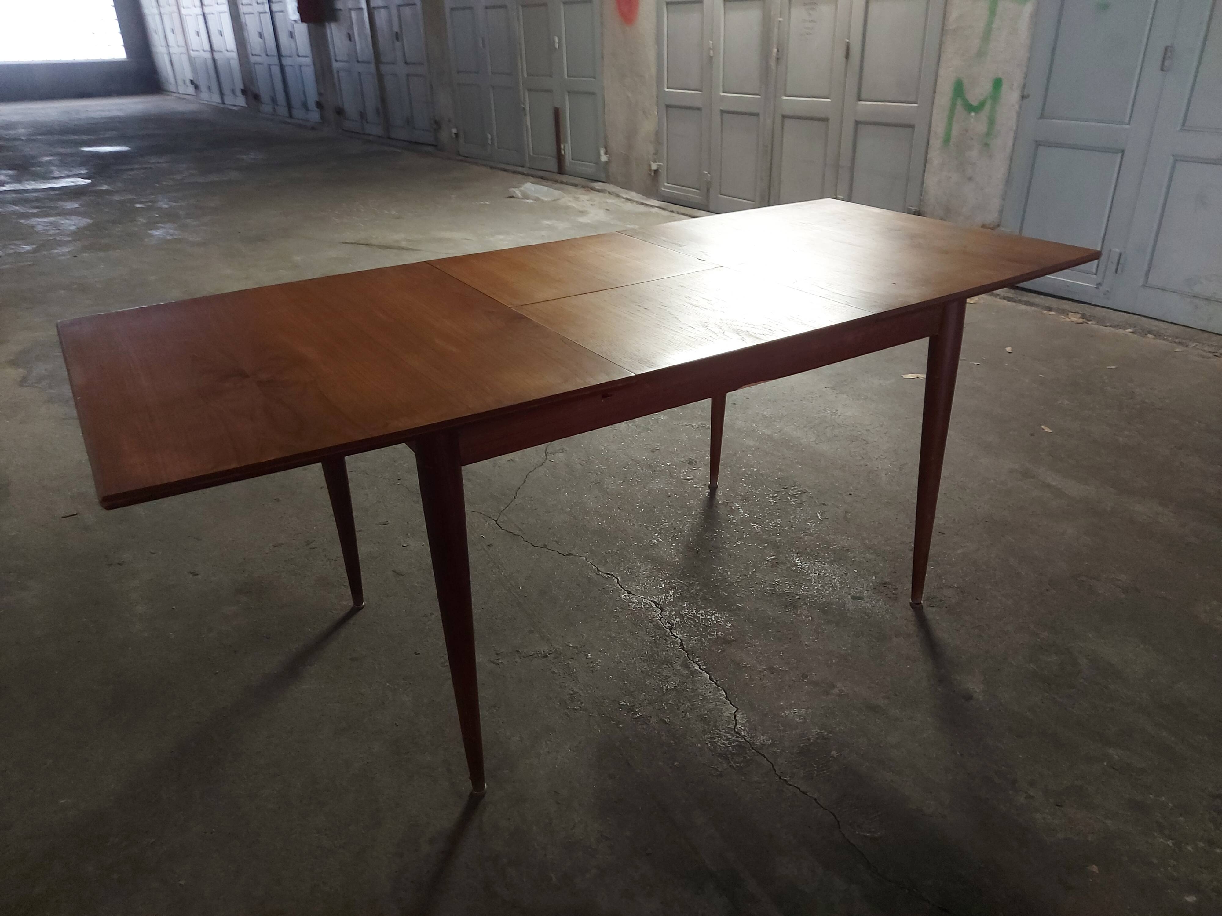 Scandinavian teak table with built-in extension