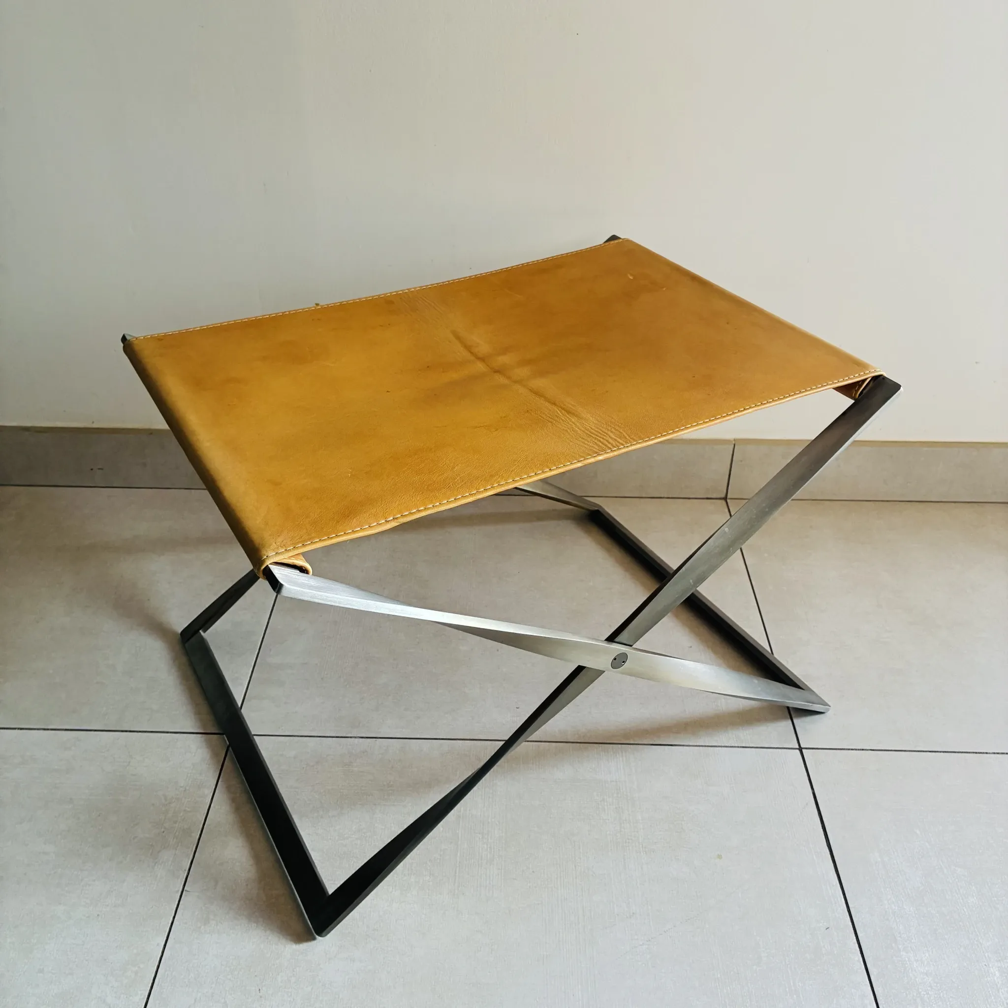 Folding Stool PK91 by Poul Kjaerholm - Fritz Hansen Edition Leather